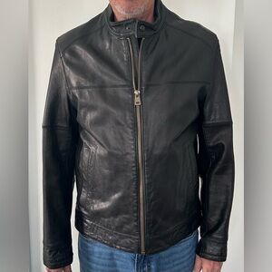 Marc New York Black Leather Men’s Biker Jacket